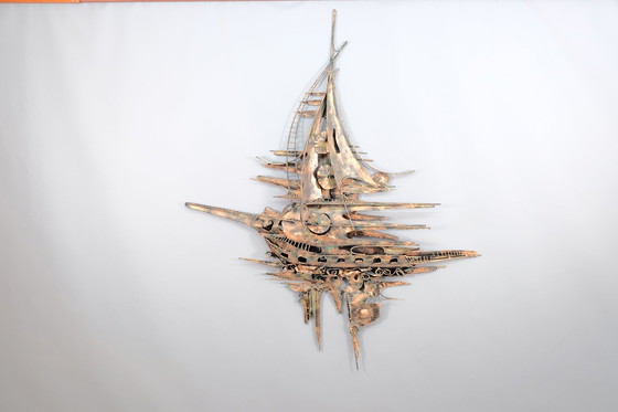 Image 1 of Sculpture murale monumentale en métal de style brutaliste de M. Di Giovanni