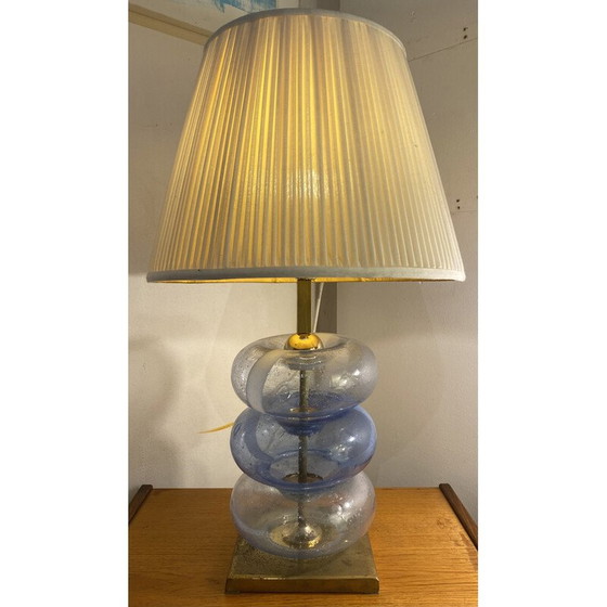 Image 1 of Lampada vintage in vetro di Murano con base in ottone, 1980