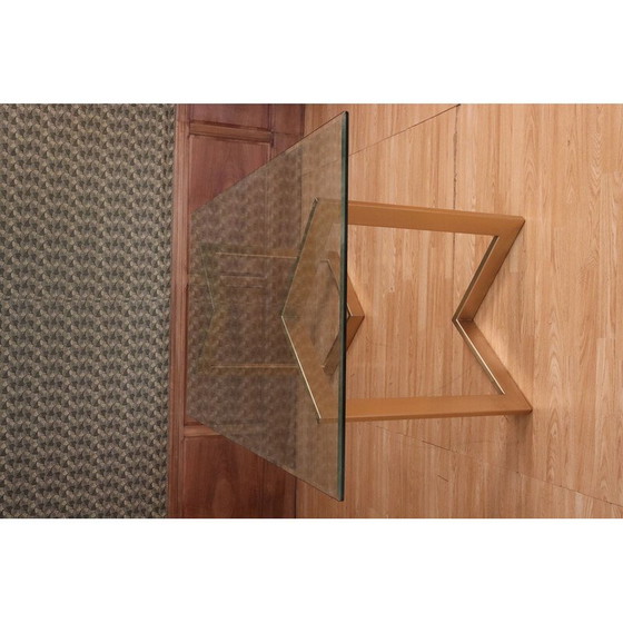 Image 1 of Vintage dining table in gold metal and glass