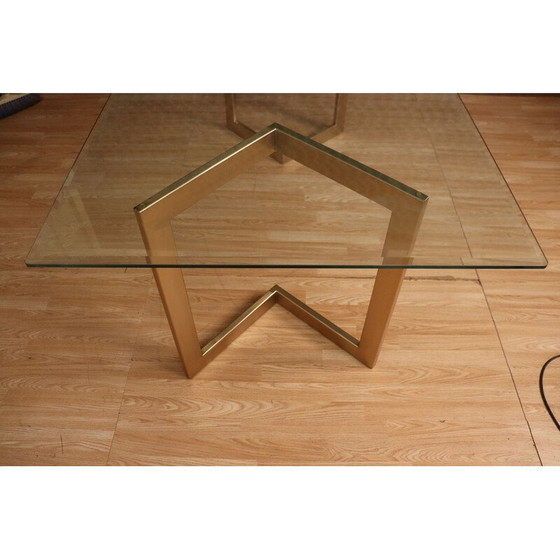 Image 1 of Vintage dining table in gold metal and glass