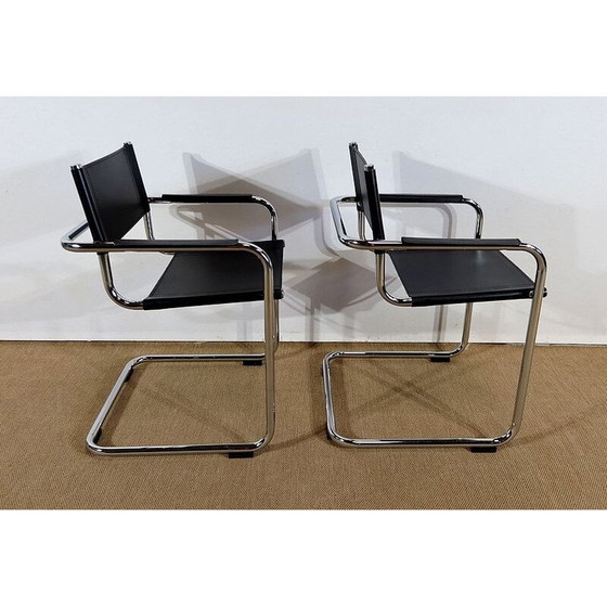 Image 1 of Coppia di poltrone vintage in pelle di Marcel Breuer, 1970