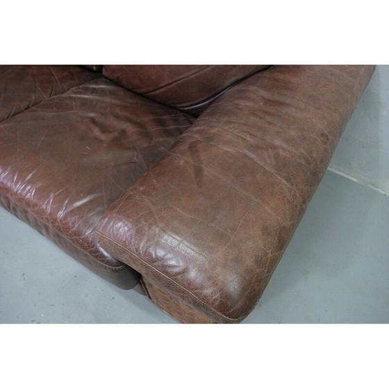 Image 1 of Italian vintage rattan and leather sofa, 1970s