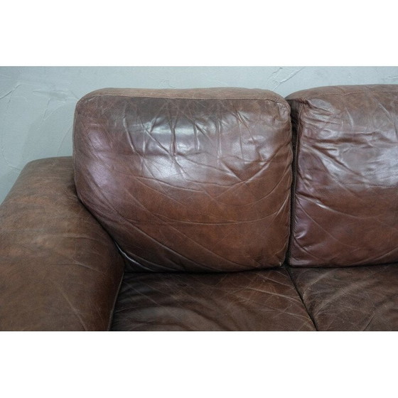 Image 1 of Italian vintage rattan and leather sofa, 1970s