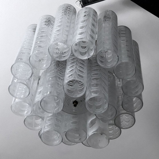 Image 1 of Vintage "Graffito" Murano glass chandelier by Ercole Barovier, Italy 1960s