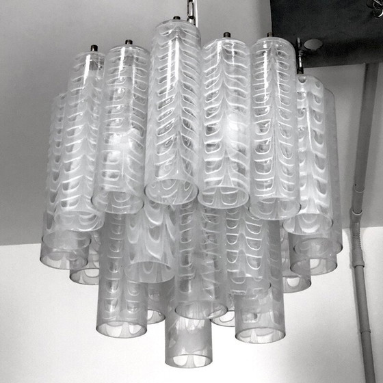 Image 1 of Vintage "Graffito" Murano glass chandelier by Ercole Barovier, Italy 1960s
