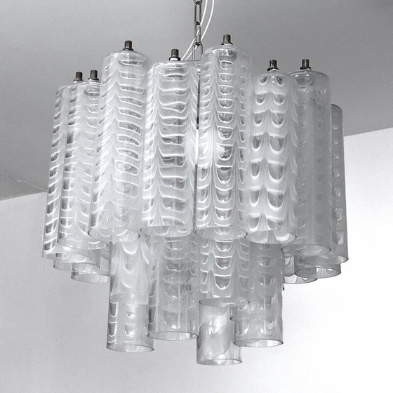Image 1 of Vintage "Graffito" Murano glass chandelier by Ercole Barovier, Italy 1960s
