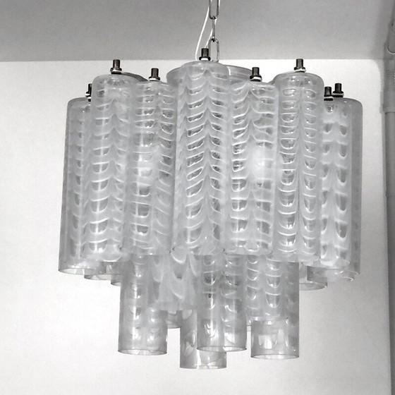 Image 1 of Vintage "Graffito" Murano glass chandelier by Ercole Barovier, Italy 1960s