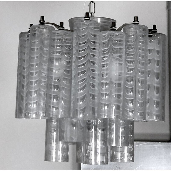 Image 1 of Vintage "Graffito" Murano glass chandelier by Ercole Barovier, Italy 1960s