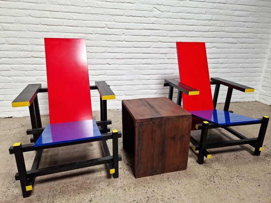 Image 1 of Red Blue Chair By Gerrit Rietveld Replica, 1980 (1)