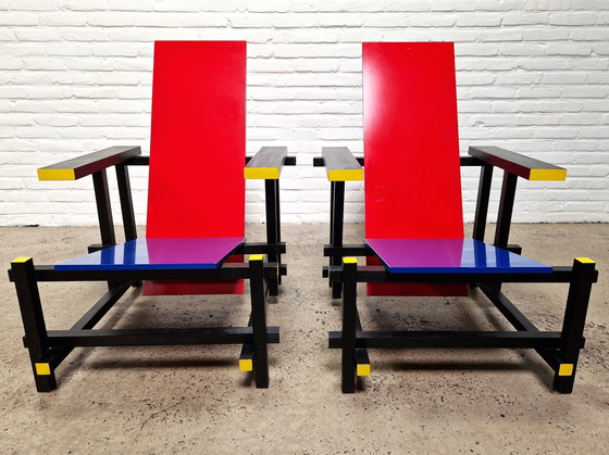 Image 1 of Red Blue Chair By Gerrit Rietveld Replica, 1980 (1)