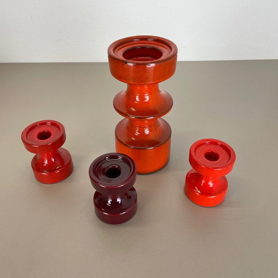 Image 1 of Set of 4 vintage pottery candlesticks by Cari Zalloni for Steuler, Germany 1970s
