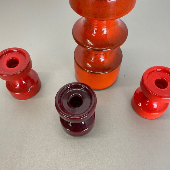 Image 1 of Set of 4 vintage pottery candlesticks by Cari Zalloni for Steuler, Germany 1970s