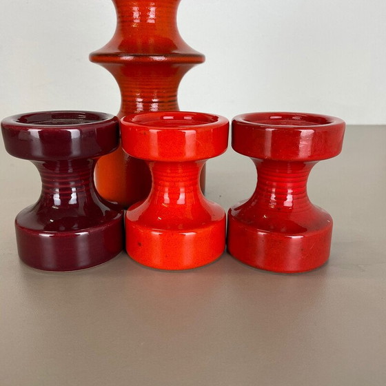 Image 1 of Set of 4 vintage pottery candlesticks by Cari Zalloni for Steuler, Germany 1970s
