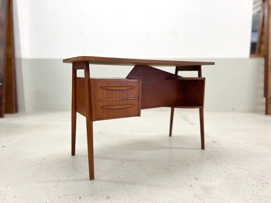 Image 1 of Petite Teak Desk By Gunnar Nielsen For Tibergaarden.