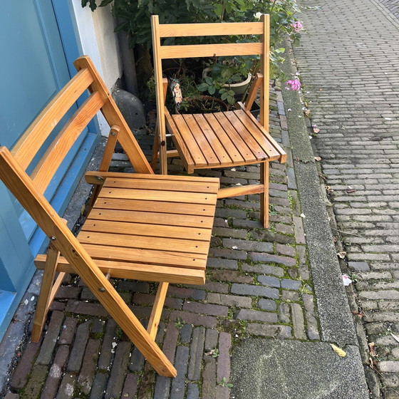 Image 1 of 2x Wooden Folding Chairs