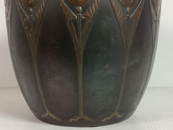 Image 1 of Art Nouveau Art Nouveau Art Nouveau Copper Flower Pot Flower Patterns