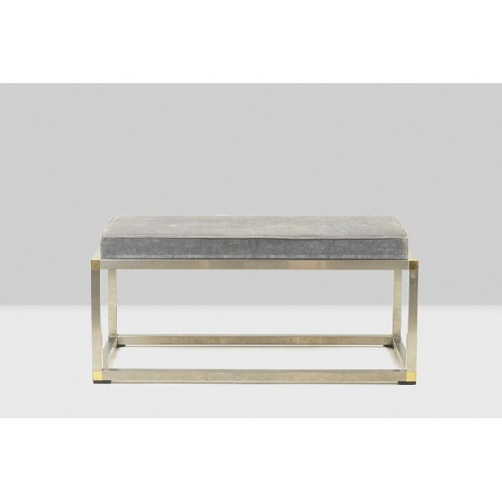 Image 1 of Panca vintage in metallo e velluto blu, 1970