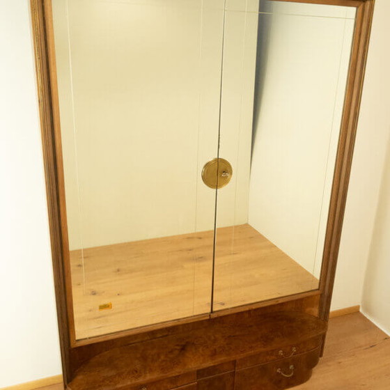 Image 1 of 1960s Flamed Birch Mirror Cabinet