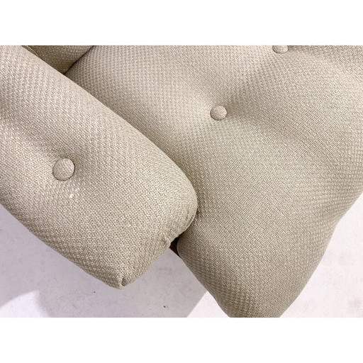 Pair of mid-century armchairs in wood and fabric, Italy 1960s