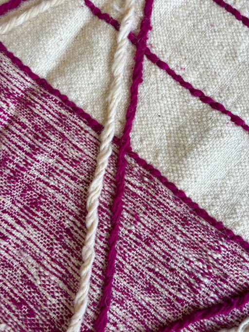 Berber Pink Moroccan Kilim Wool Rug