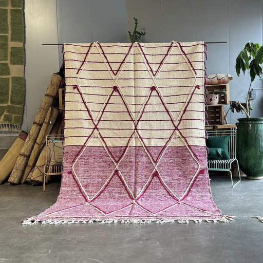 Berber Pink Moroccan Kilim Wool Rug