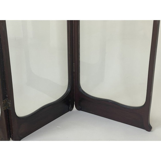 Image 1 of Vintage screen in mahogany and glass Art Nouveau, United Kingdom 1900