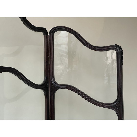 Image 1 of Vintage screen in mahogany and glass Art Nouveau, United Kingdom 1900