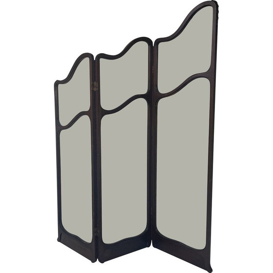 Image 1 of Vintage screen in mahogany and glass Art Nouveau, United Kingdom 1900