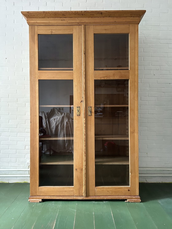 Image 1 of English Pine Display Cabinet