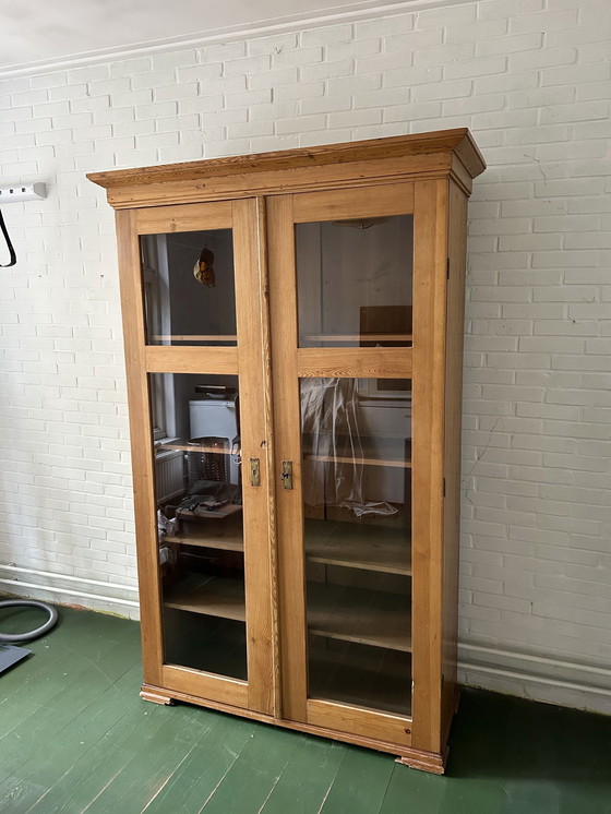 Image 1 of English Pine Display Cabinet