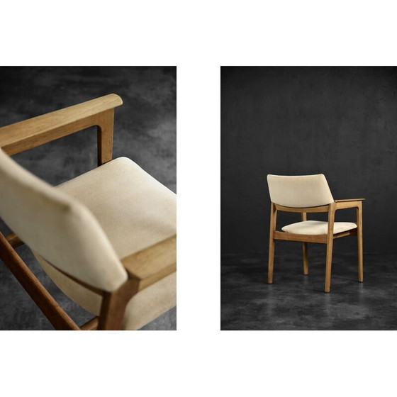 Image 1 of Vintage Scandinavian oakwood executive armchair in Alcantara fabric, 1960s