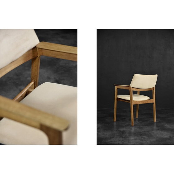 Image 1 of Vintage Scandinavian oakwood executive armchair in Alcantara fabric, 1960s