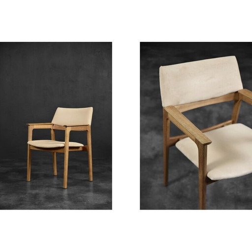 Vintage Scandinavian oakwood executive armchair in Alcantara fabric, 1960s