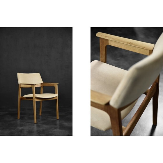 Image 1 of Vintage Scandinavian oakwood executive armchair in Alcantara fabric, 1960s