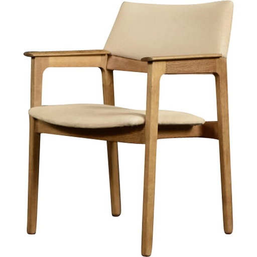 Vintage Scandinavian oakwood executive armchair in Alcantara fabric, 1960s