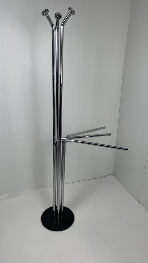 Image 1 of Vintage design standing coat rack chrome