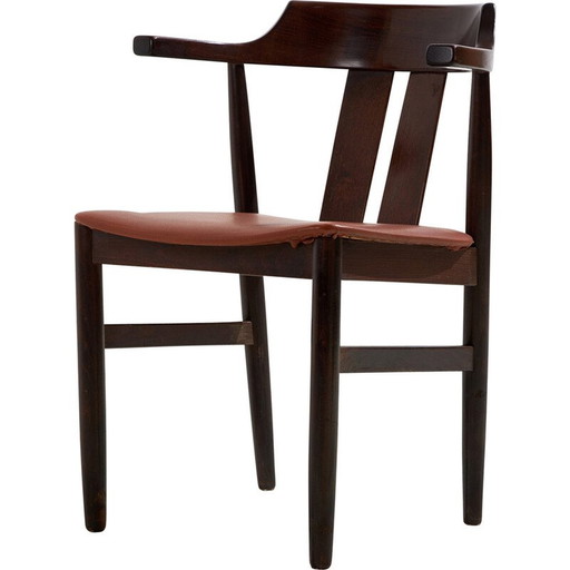 Vintage armchairs in lacquered solid beech and leather for Gemla Möbler, Sweden 1980