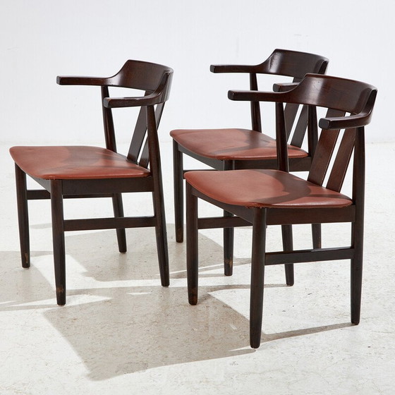 Image 1 of Poltrone vintage in faggio massello laccato e pelle per Gemla Möbler, Svezia 1980