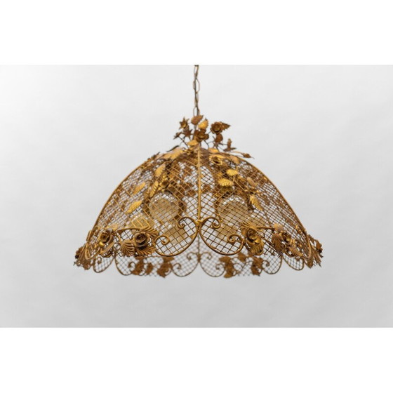 Image 1 of Vintage golden flower ceiling lamp by Hans Kögl, Germany 1970