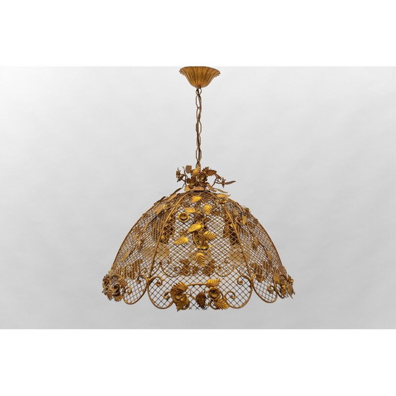 Image 1 of Vintage golden flower ceiling lamp by Hans Kögl, Germany 1970