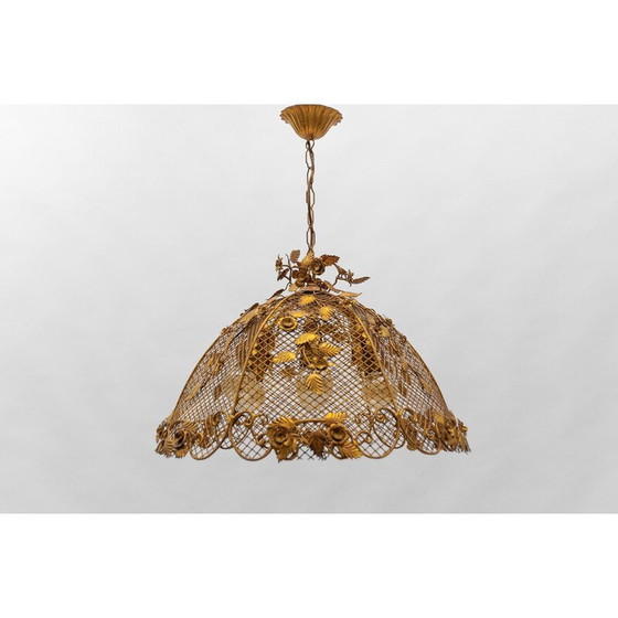 Image 1 of Vintage golden flower ceiling lamp by Hans Kögl, Germany 1970