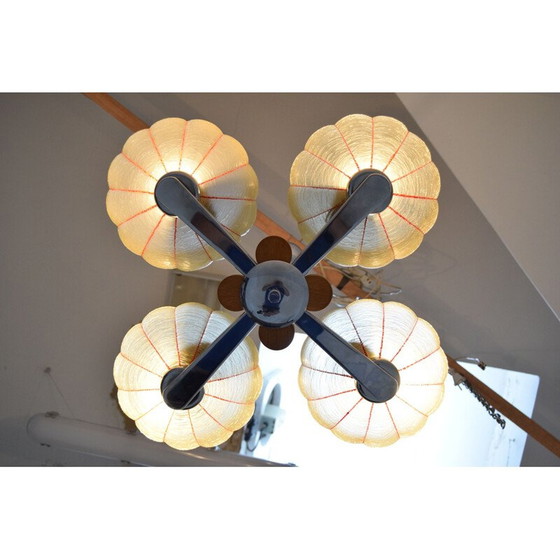 Image 1 of Vintage glass and metal chandelier by Napako, Czechoslovakia 1950