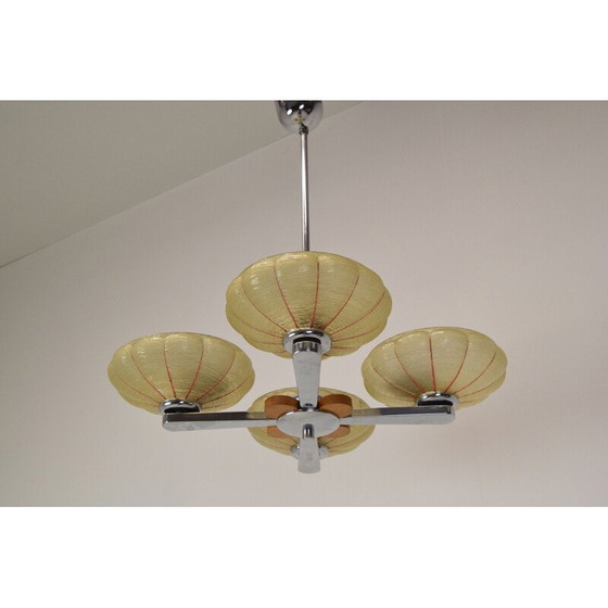 Image 1 of Vintage glass and metal chandelier by Napako, Czechoslovakia 1950