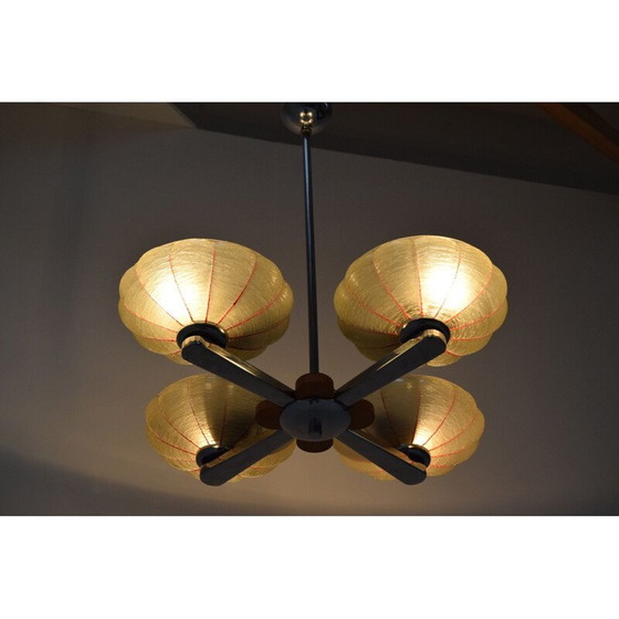 Image 1 of Vintage glass and metal chandelier by Napako, Czechoslovakia 1950