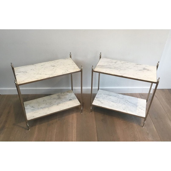 Image 1 of Coppia di estremità per divano Jansen vintage in argento, 1940