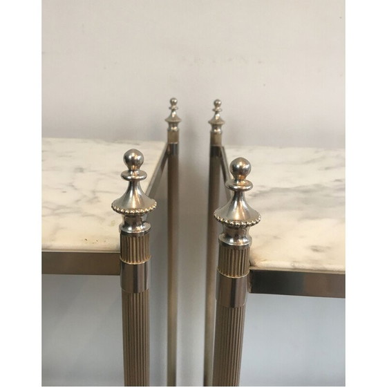 Image 1 of Coppia di estremità per divano Jansen vintage in argento, 1940