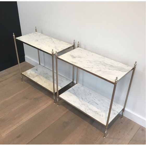 Image 1 of Coppia di estremità per divano Jansen vintage in argento, 1940