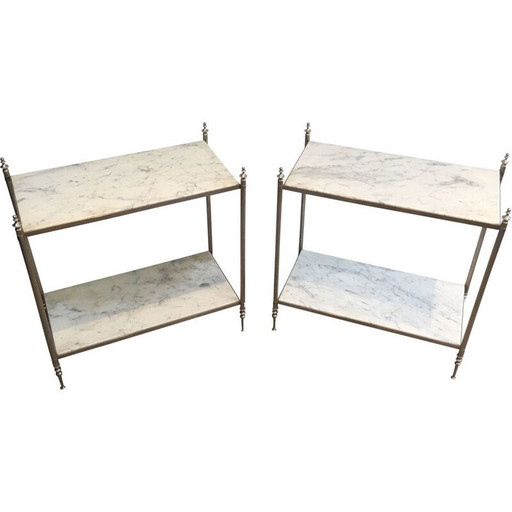 Pair of vintage silver Jansen sofa ends, 1940