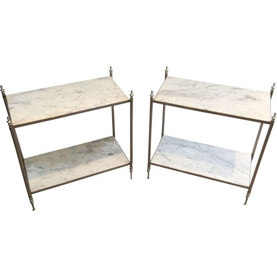 Image 1 of Coppia di estremità per divano Jansen vintage in argento, 1940