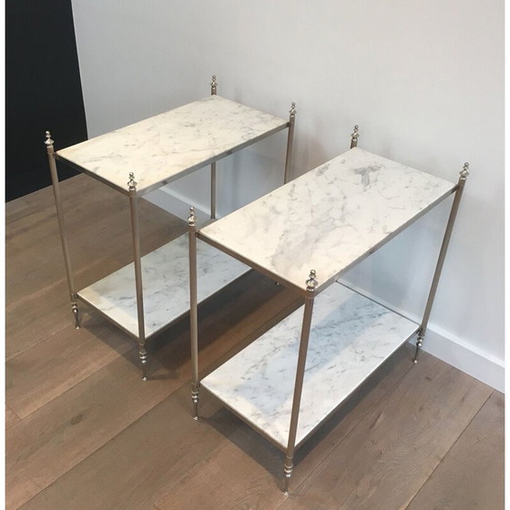 Image 1 of Coppia di estremità per divano Jansen vintage in argento, 1940